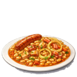 Cassoulet maison plat du jour traiteur en livraison à Lutterbach Pfastatt Richwiller avec saucisses de veau faites maison et lardons d’agneau fumés