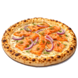 Livraison Pizza La Saumon signature – saumon fumé maison, burrata – livraison pizza Miamza Lutterbach, Pfastatt, Richwiller.